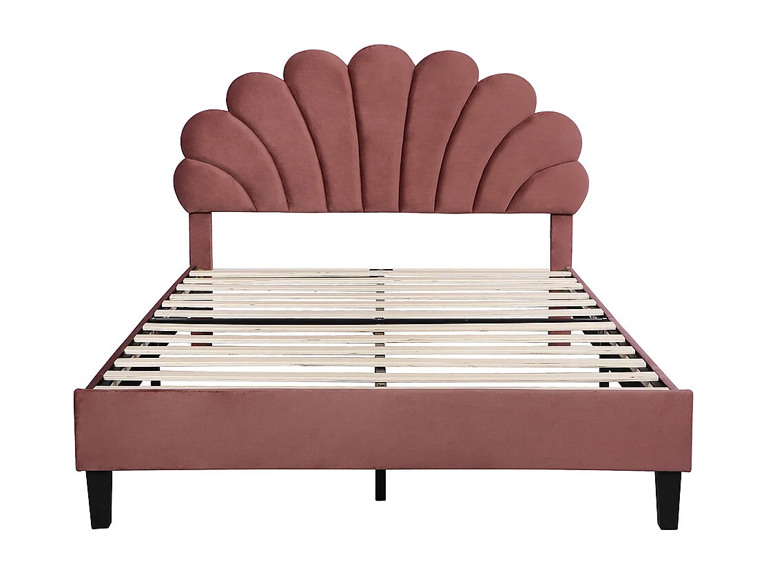 Lit adulte lit 140x200 cm lit rembourré lit cadre à lamelles lit double velours pâte de haricot rouge