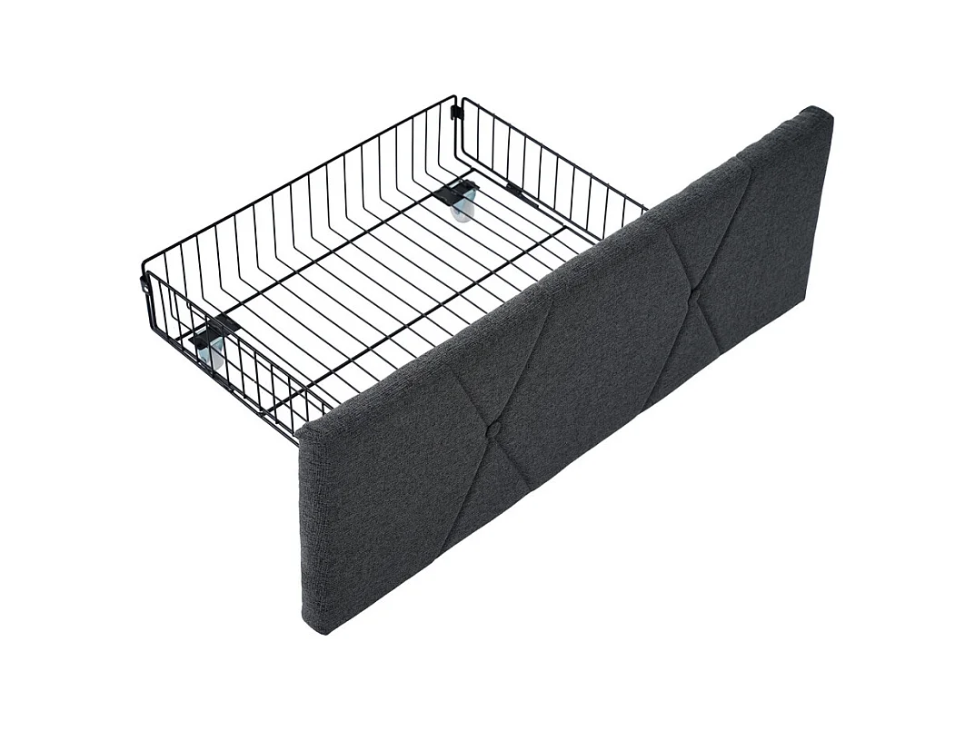 Lit adulte lit 160x200 cm lit rembourré lit de rangement avec 4 tiroirs lit double lin gris