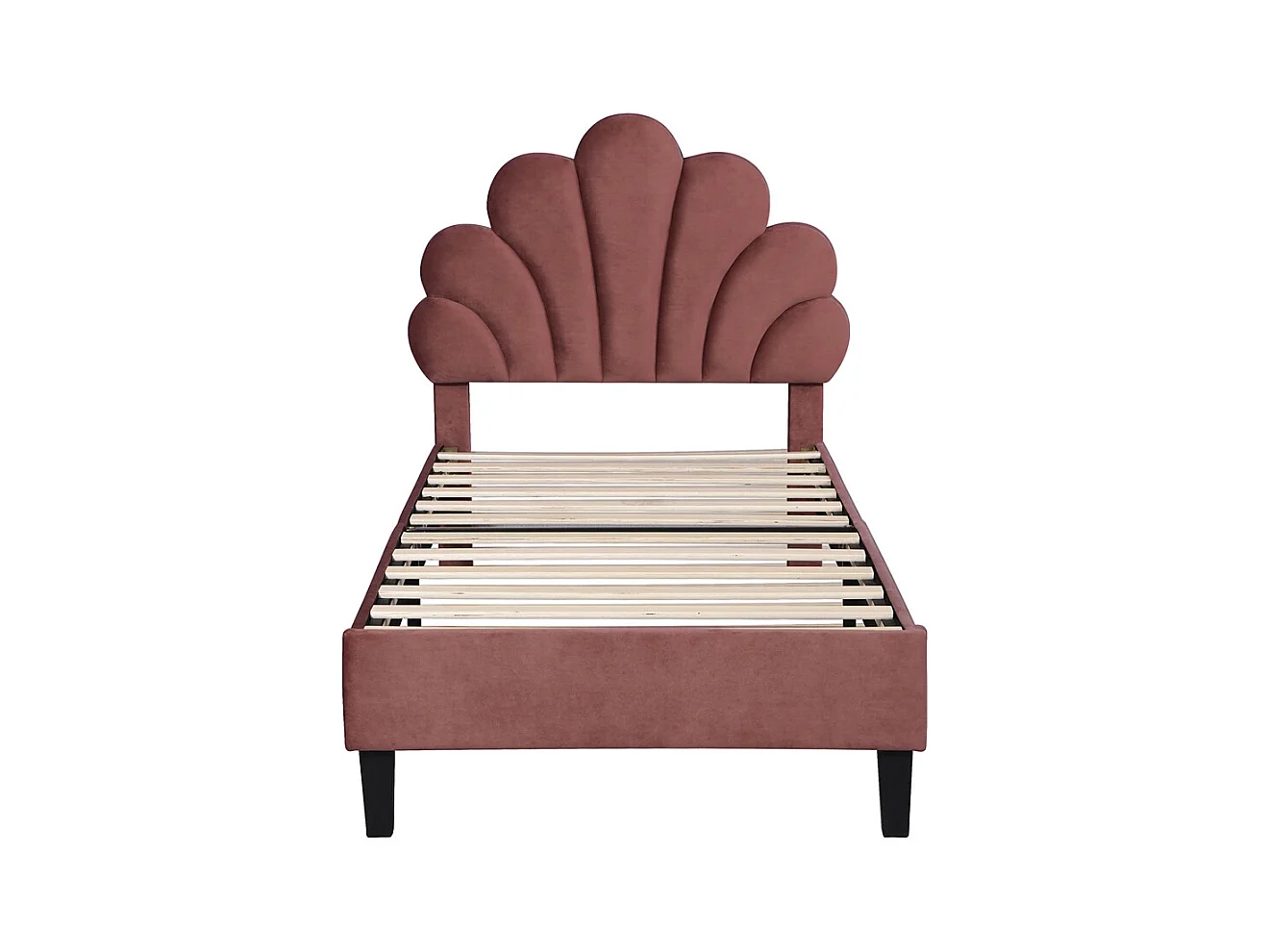 Volwassen bed 90x200 cm bed gestoffeerd bedframe lattenbodem Eenpersoons fluweel rode bonenpasta