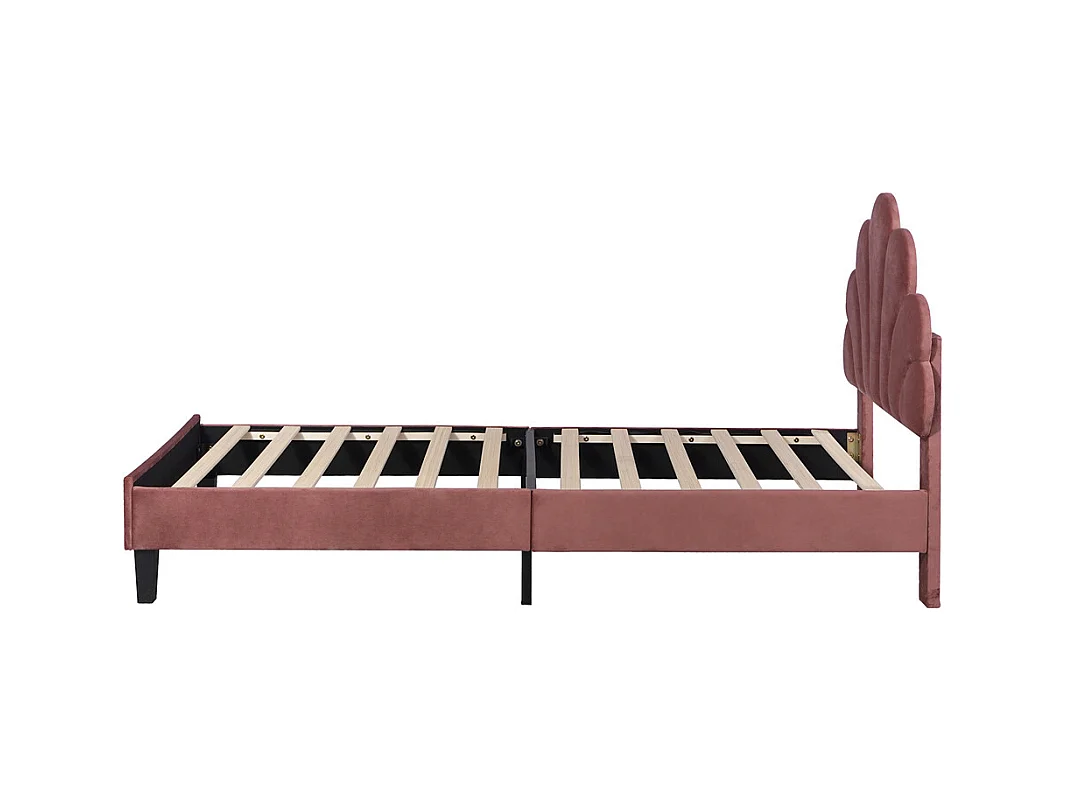 Volwassen bed 90x200 cm bed gestoffeerd bedframe lattenbodem Eenpersoons fluweel rode bonenpasta