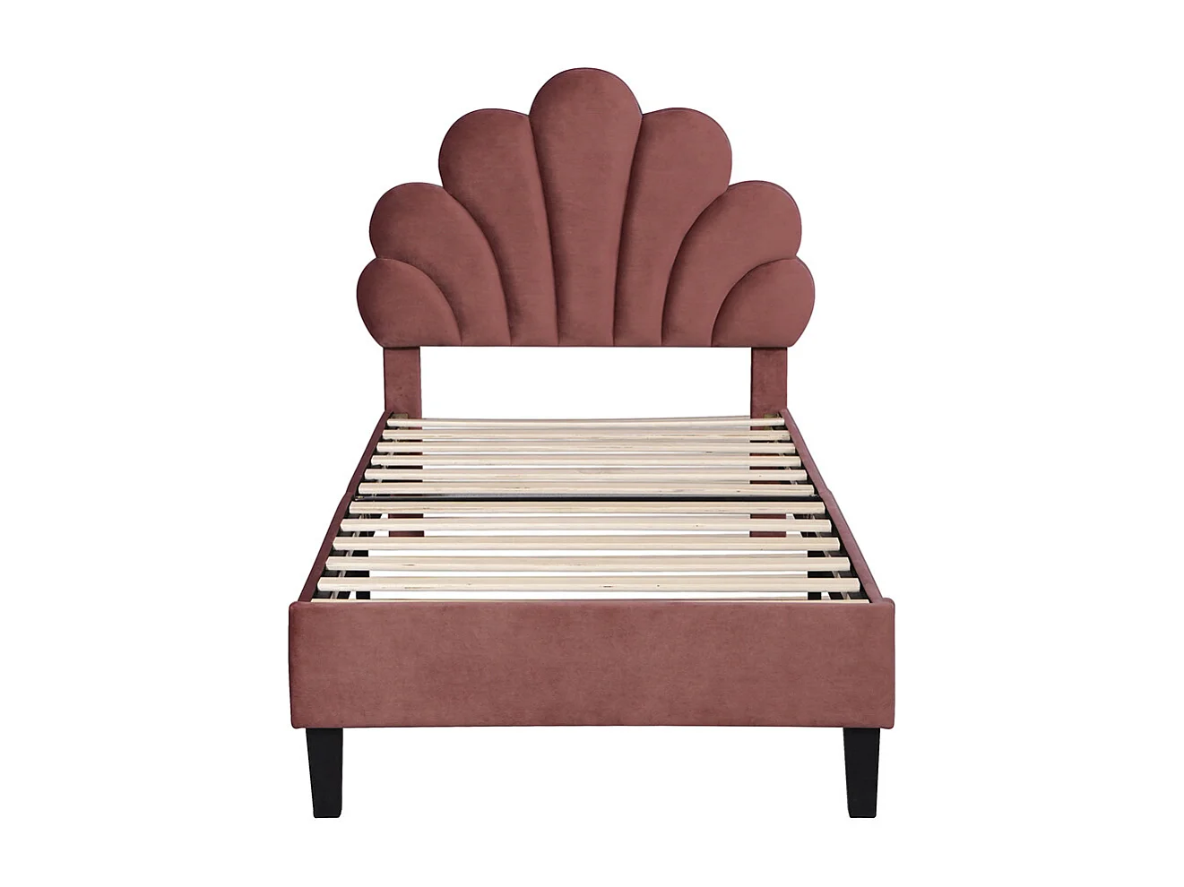 Volwassen bed 90x200 cm bed gestoffeerd bedframe lattenbodem Eenpersoons fluweel rode bonenpasta