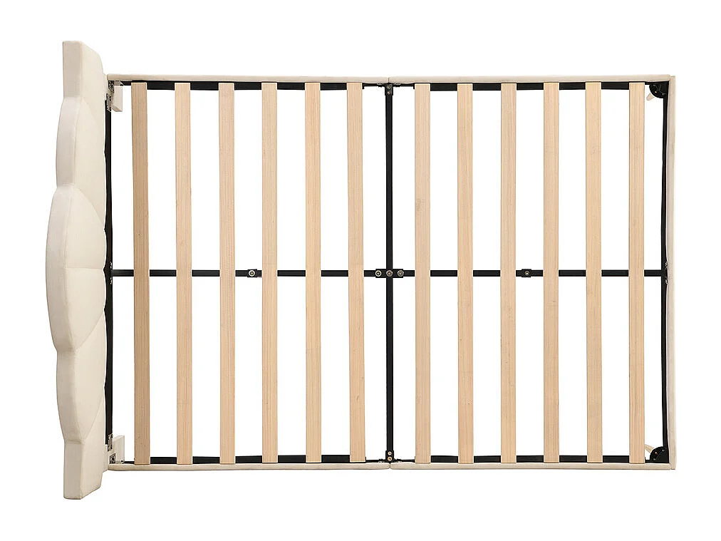 Gestoffeerd bed 140x200 cm tweepersoonsbed met lattenbodem - verstelbaar hoofdeinde - fluwelen stof - beige