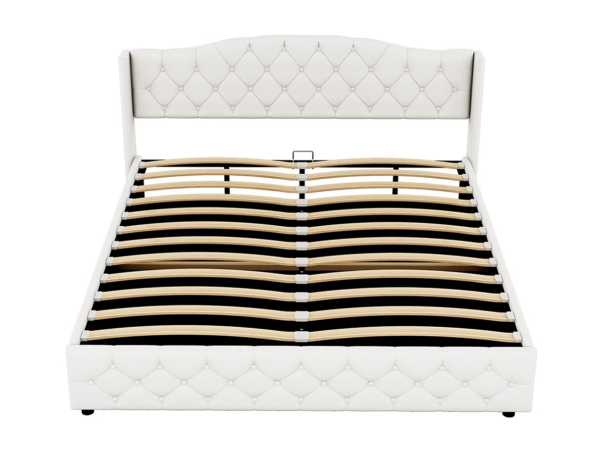 Lit adulte lit 180x200 cm avec palier hydraulique lit plat lit double lin beige