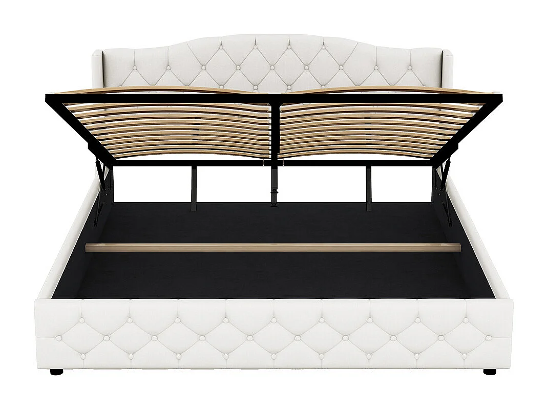 Lit adulte lit 180x200 cm avec palier hydraulique lit plat lit double lin beige