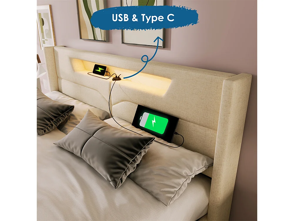 Volwassen bed 140x200 cm bed gestoffeerd bed lattenbodem tweepersoonsbed roze fluweel