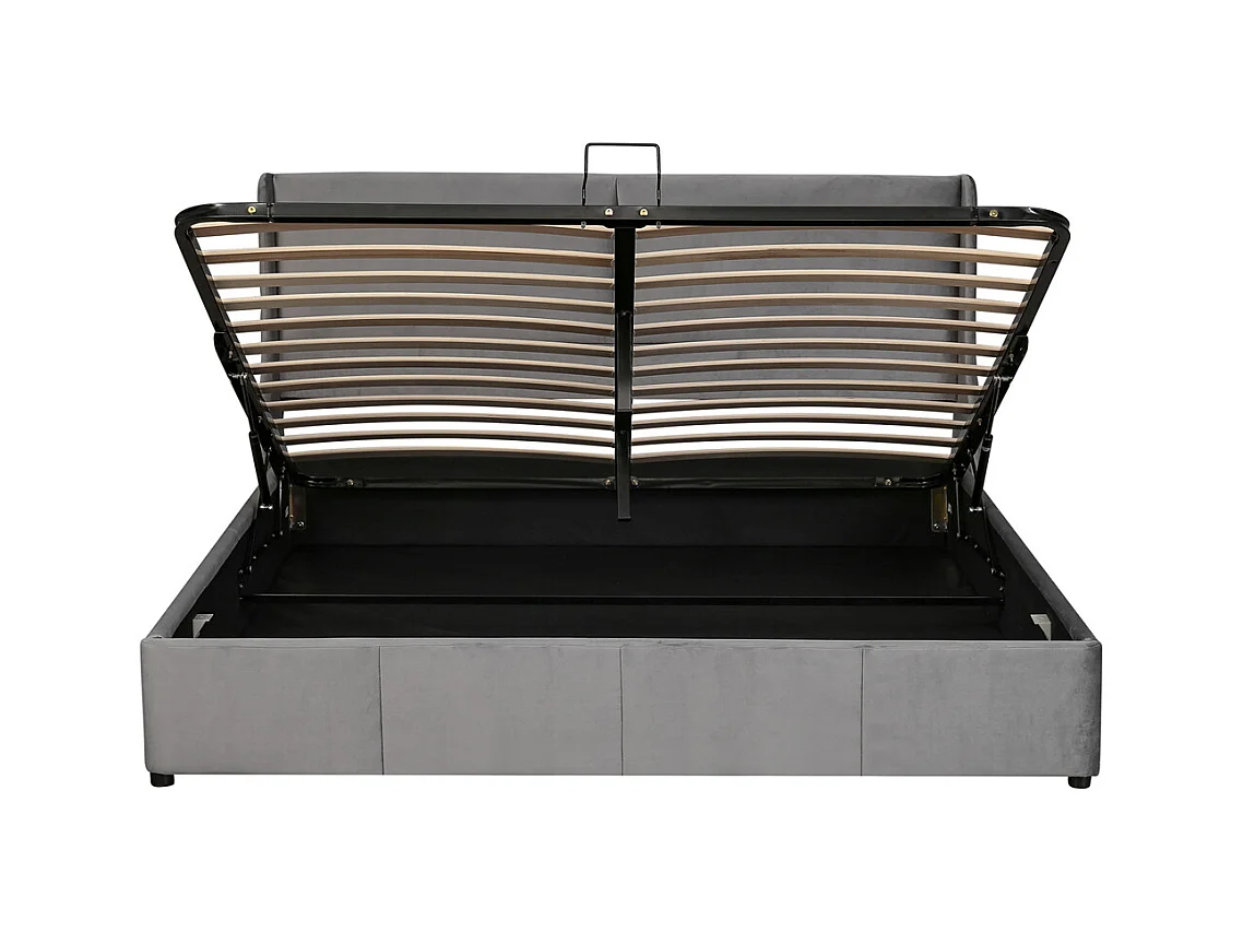 Volwassen bed opbergbed 180x200 cm opbergbed hydraulisch gestoffeerd bed metalen bed tweepersoonsbed grijs fluweel