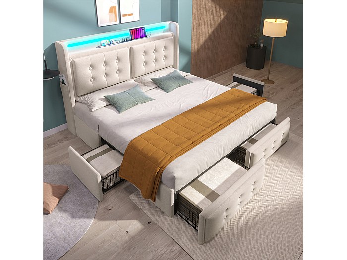 Tweepersoonsbed 140x200 cm - grenen frame - Tienerbed met lattenbodem - wit