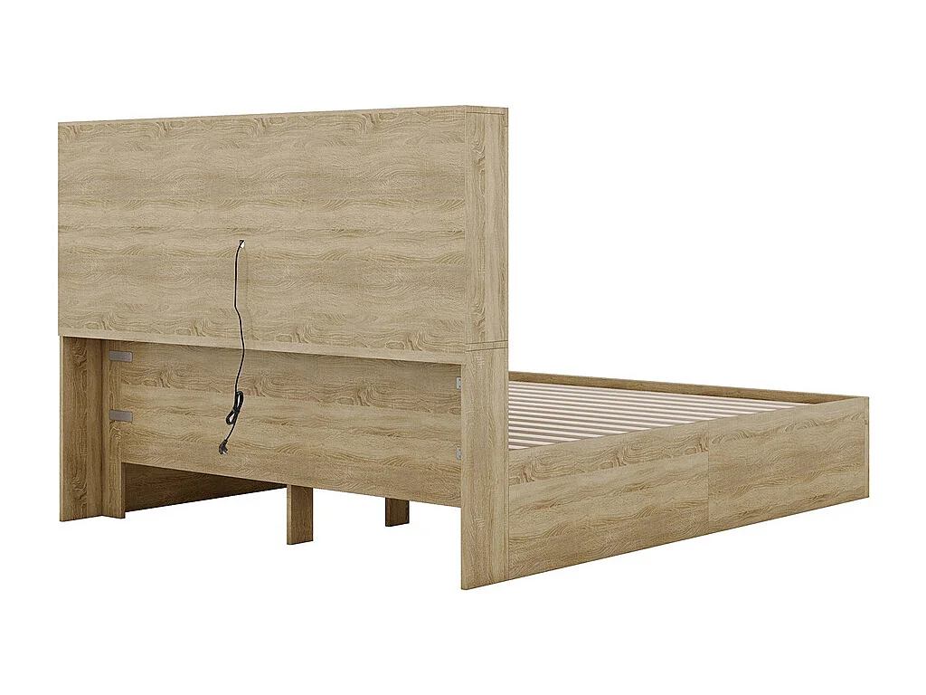 Volwassen bed 160x200 cm met twee lades met opbergruimte hoofdbord tweepersoonsbed spaanplaat Neutraal