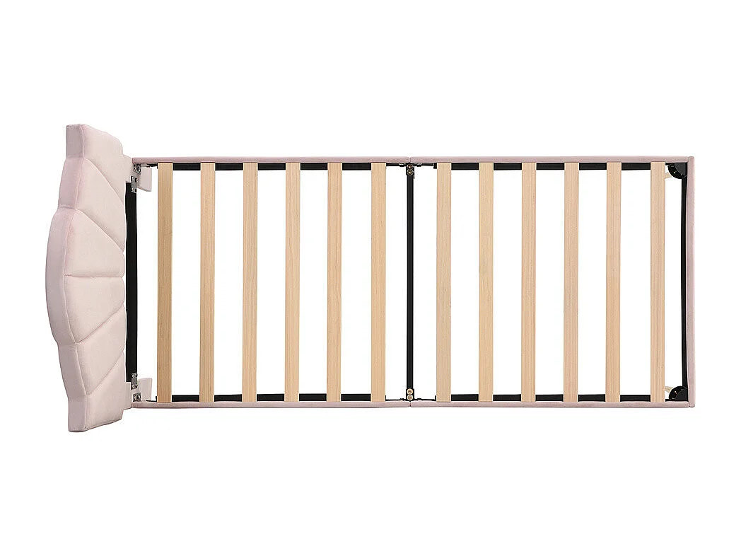 Lit rembourré Single 90x200 cm avec sommier à lattes - tête de lit réglable - tissu en velours - rose