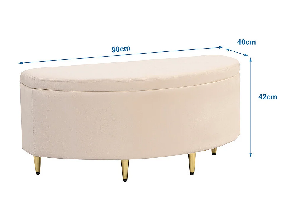 Gestoffeerd bed 90x200cm houten lattenbodem bed met gouden ijzeren poten opbergbed bank eenpersoonsbed beige fluweel