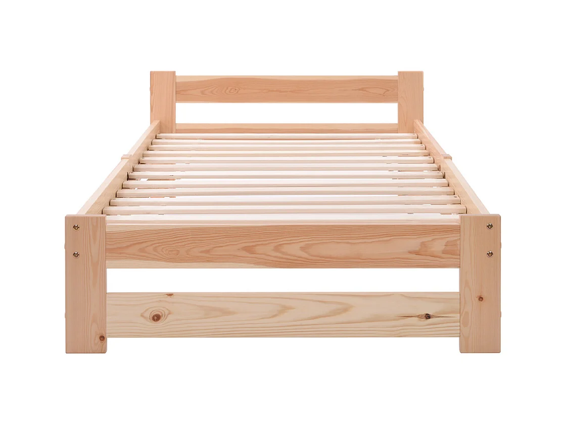 Volwassen bed 90x200 cm lattenbodem Eenpersoons massief hout Neutraal