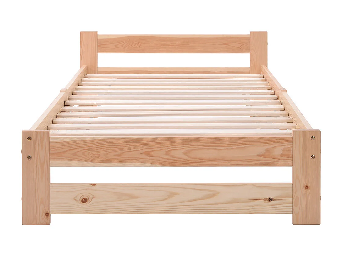 Volwassen bed 90x200 cm lattenbodem Eenpersoons massief hout Neutraal