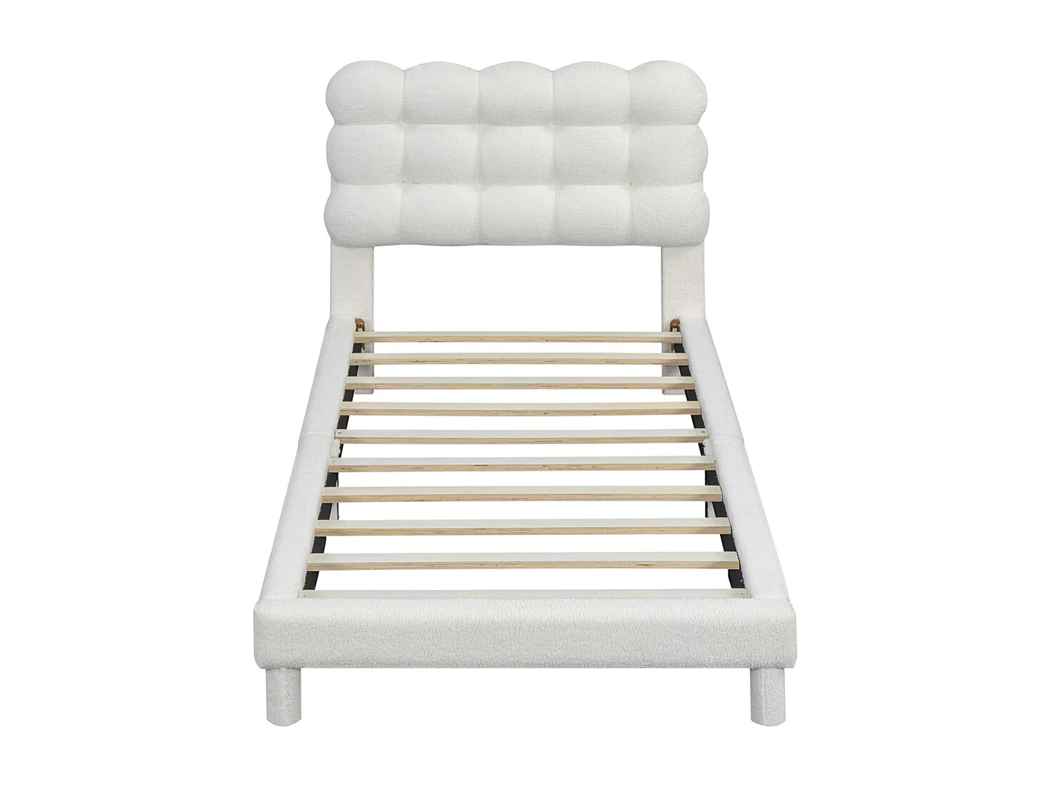 Lit adulte lit 90x200 cm lit plat lit rembourré Single blanc