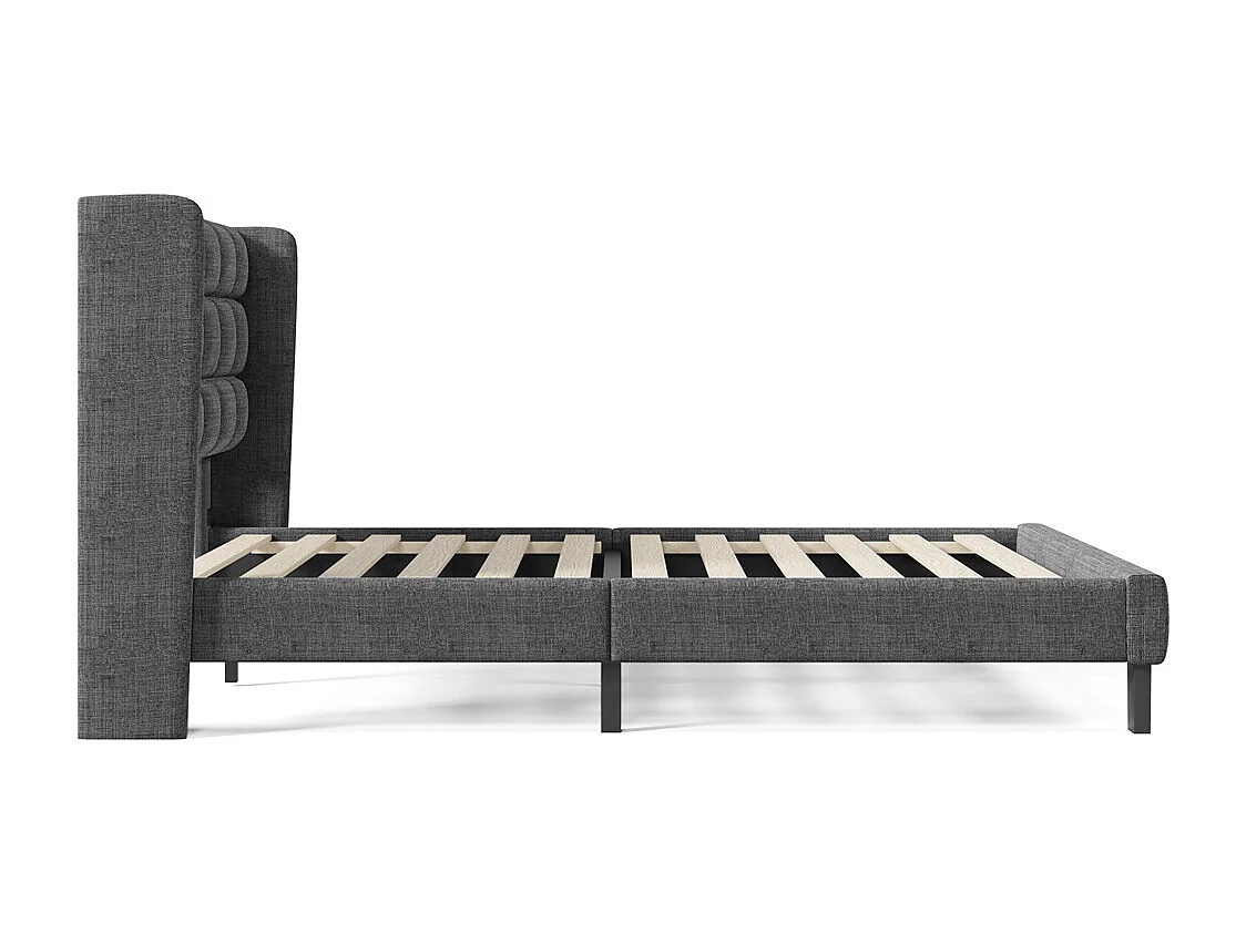 Volwassen bed 140x200 cm bed gestoffeerd bed lattenbodem tweepersoonsbed grijs linnen