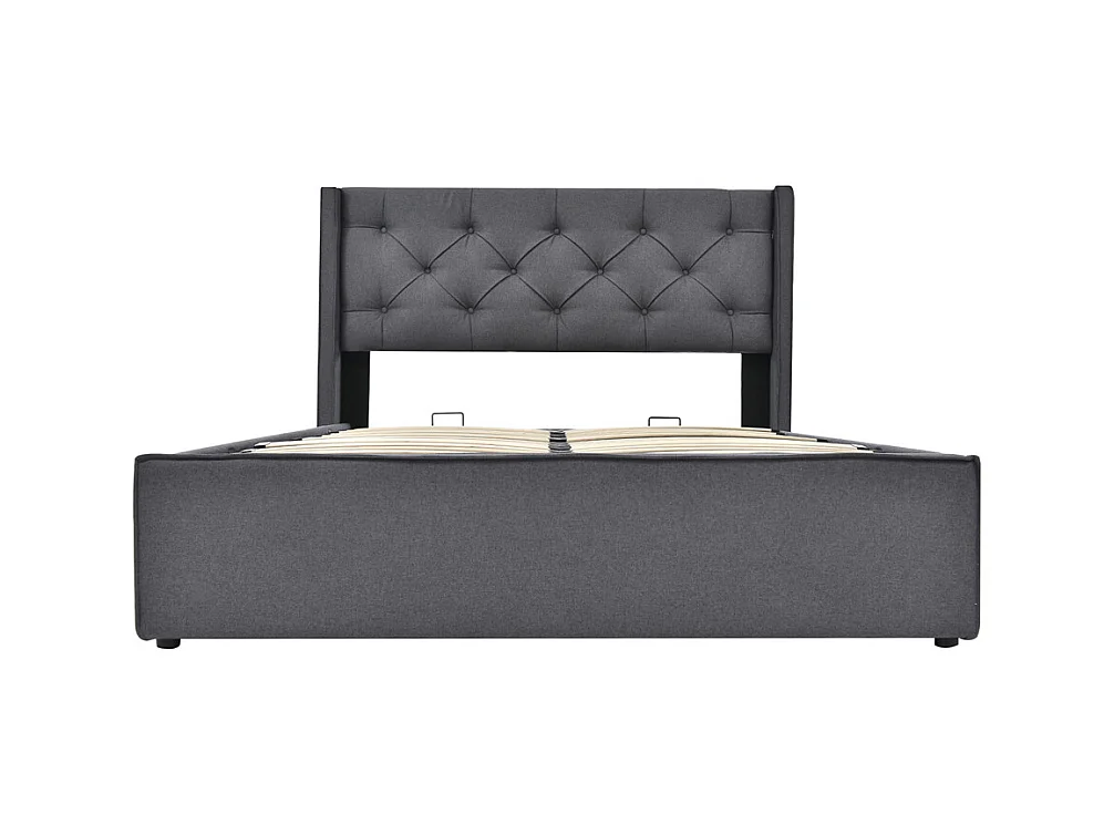 Volwassen bed 160x200cm hydraulisch gewatteerd bed opbergbed tweepersoonsbed katoen grijs