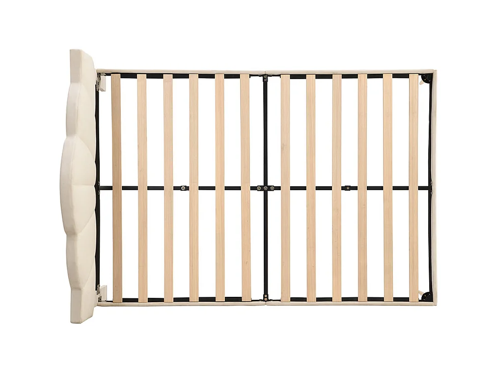 Lit rembourré 140x190 cm lit double avec sommier à lattes - tête de lit réglable - tissu en velours - beige