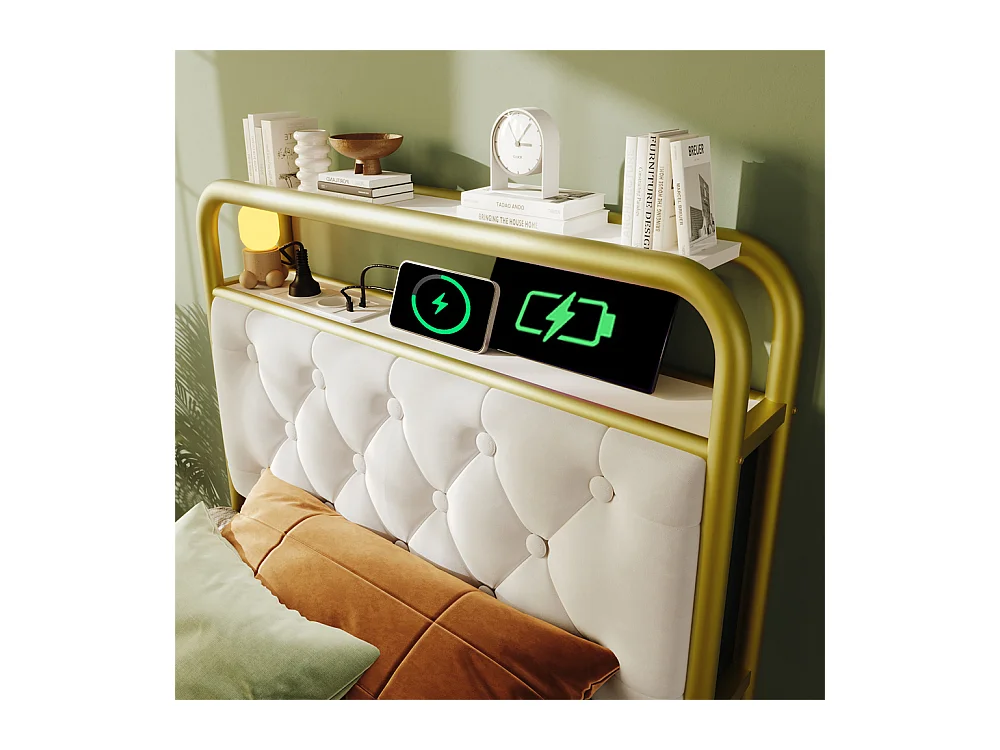 Volwassen bed 90x200 cm gestoffeerd bed met 2 lades Eenpersoonsbed wit fluweel