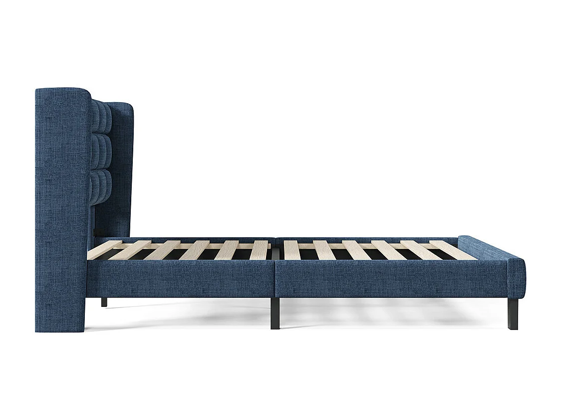 Volwassen bed 140x200 cm bed gestoffeerd bed lattenbodem tweepersoonsbed blauw linnen