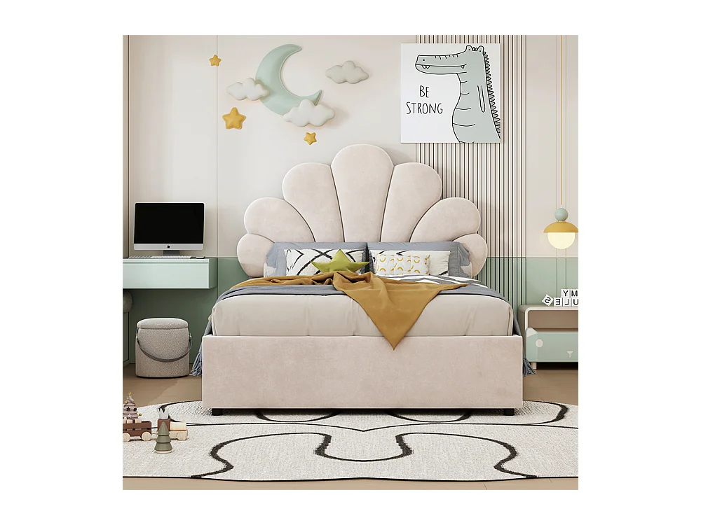 Lit adulte lit coffre lit 90x200 cm lit de rangement lit rembourré hydraulique lit cadre à lamelles Single velours beige