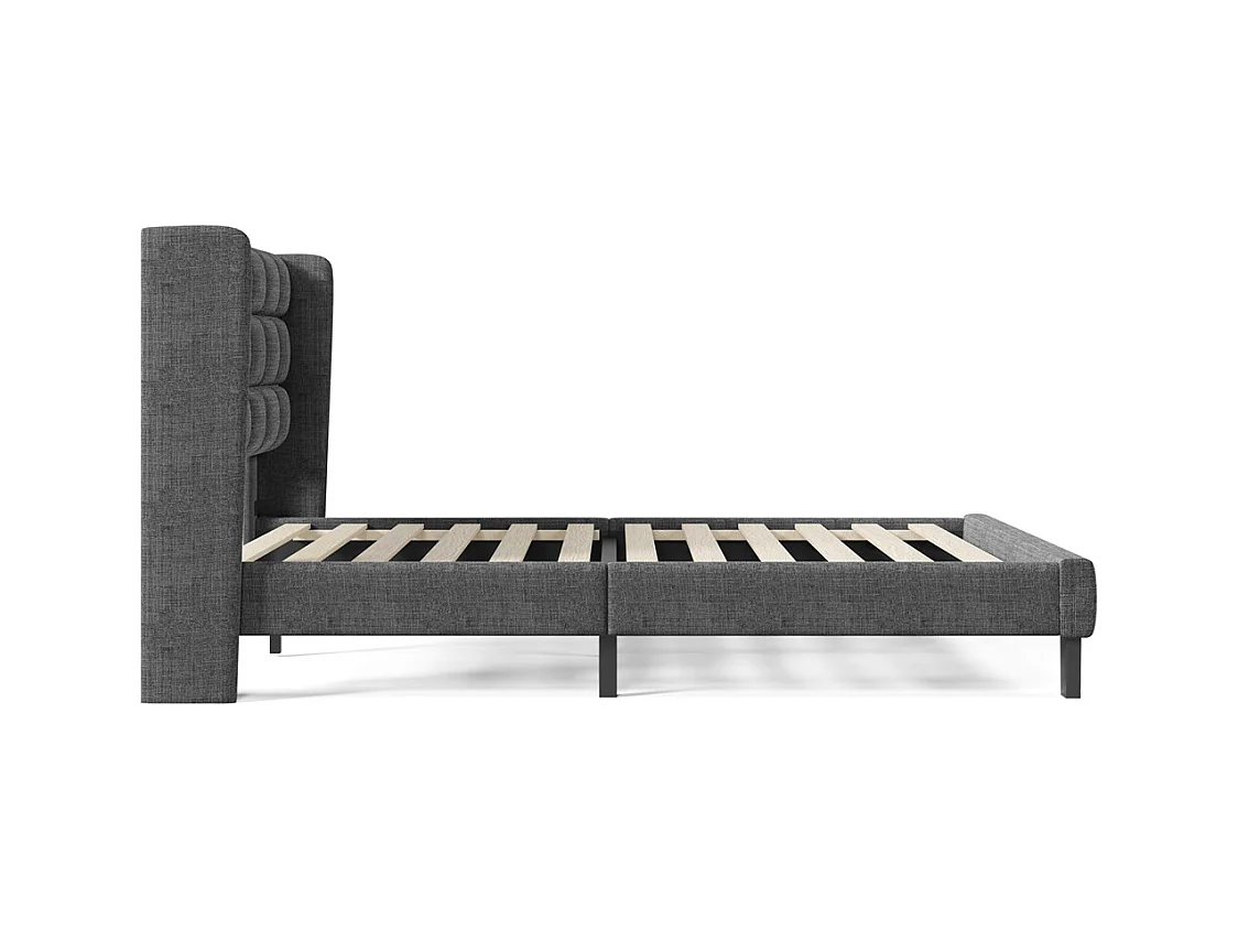 Lit adulte lit 140x200 cm lit rembourré lit sommier à lattes lit double lin gris