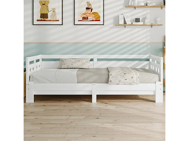 Lit adulte lit 90x200 cm lit de jour lit évolutif Single pin massif blanc