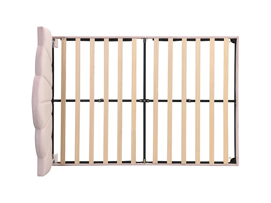 Gestoffeerd bed 140x190 cm tweepersoonsbed met lattenbodem - verstelbaar hoofdeinde - fluwelen stof - roze