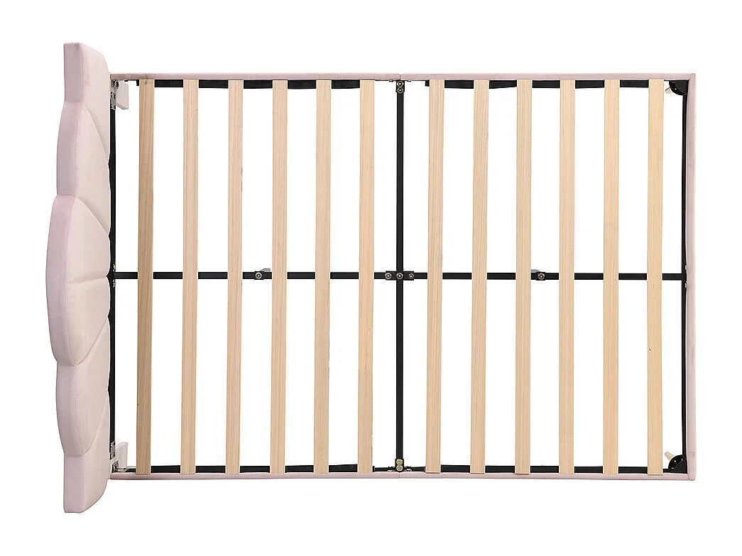 Gestoffeerd bed 140x190 cm tweepersoonsbed met lattenbodem - verstelbaar hoofdeinde - fluwelen stof - roze