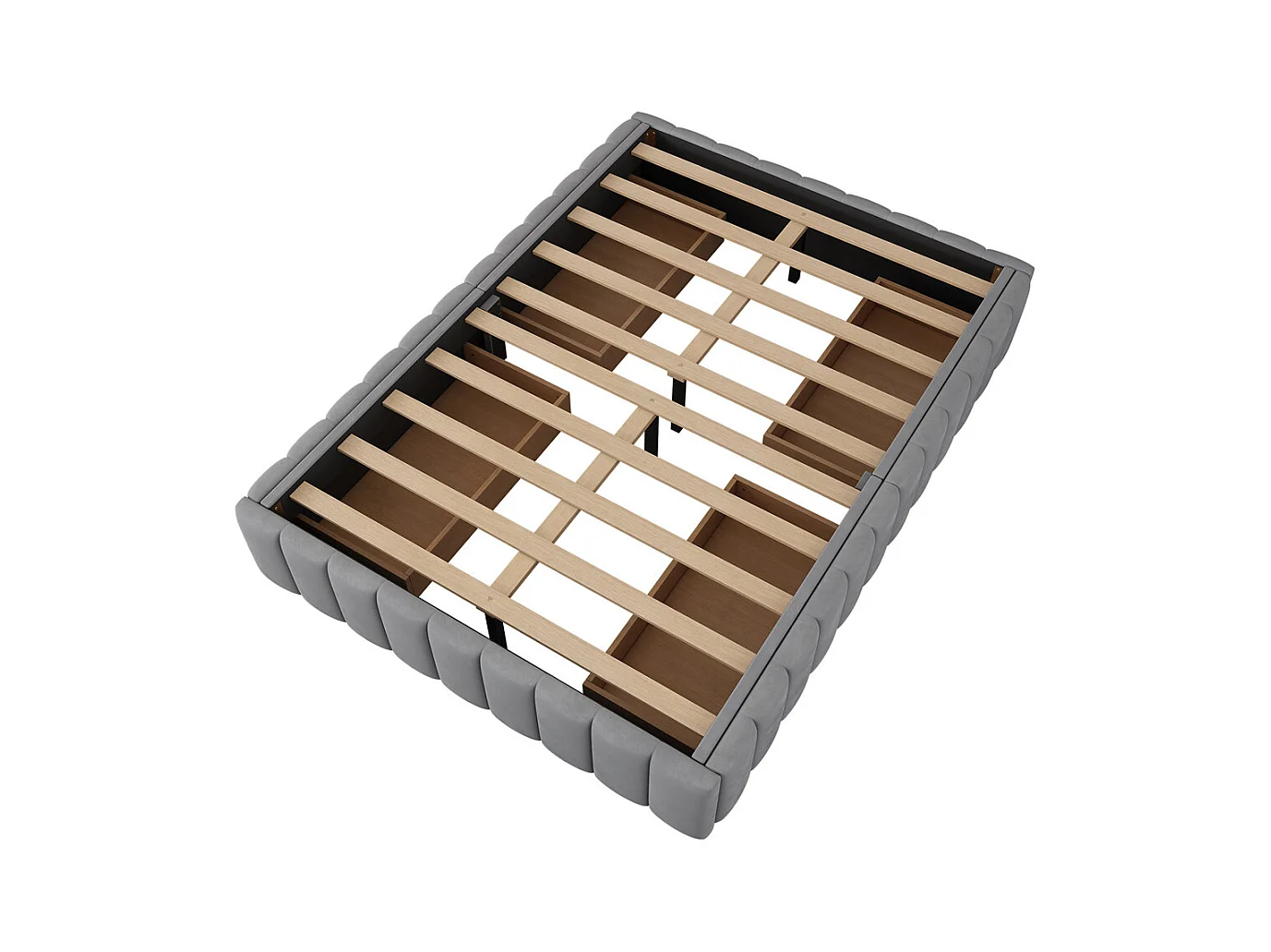 Lit adulte lit 140x200 cm lit rembourré avec 4 tiroirs Single velours gris