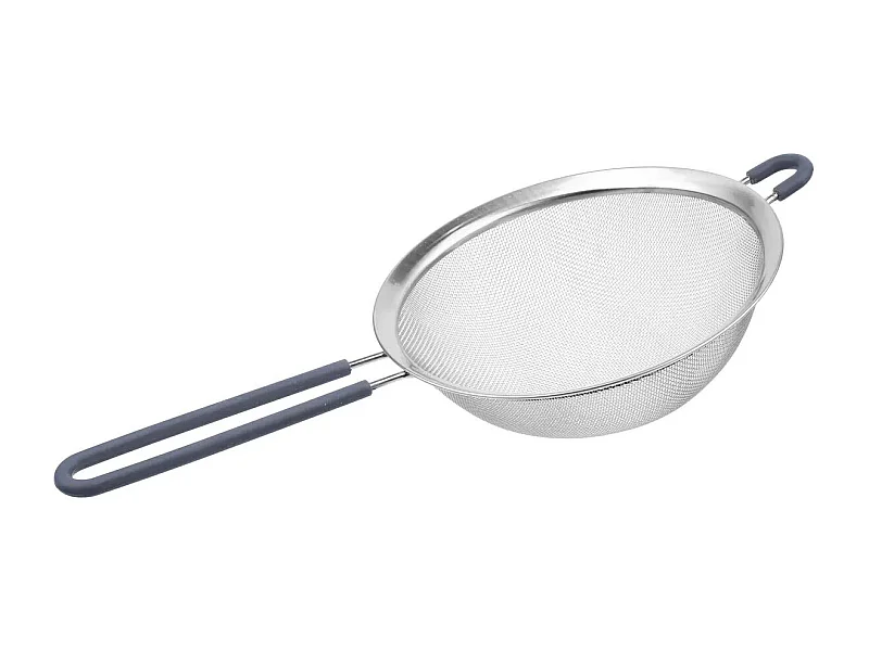 Vergiet & Zeef van Roestvrij Staal "2 in 1" 20cm Grijs met Siliconen Handvat