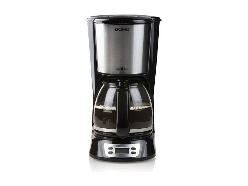Cafetiere Filtre - DOMO - DO708K - 1000 W - 1,5 L - 12 tasses - Ecran LCD - Minuteur 24 h - Noir et acier inoxydable