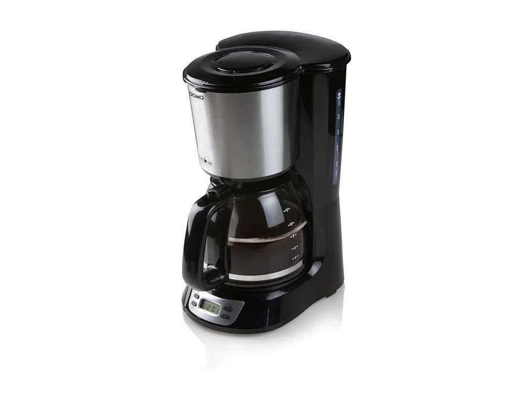 Cafetiere Filtre - DOMO - DO708K - 1000 W - 1,5 L - 12 tasses - Ecran LCD - Minuteur 24 h - Noir et acier inoxydable