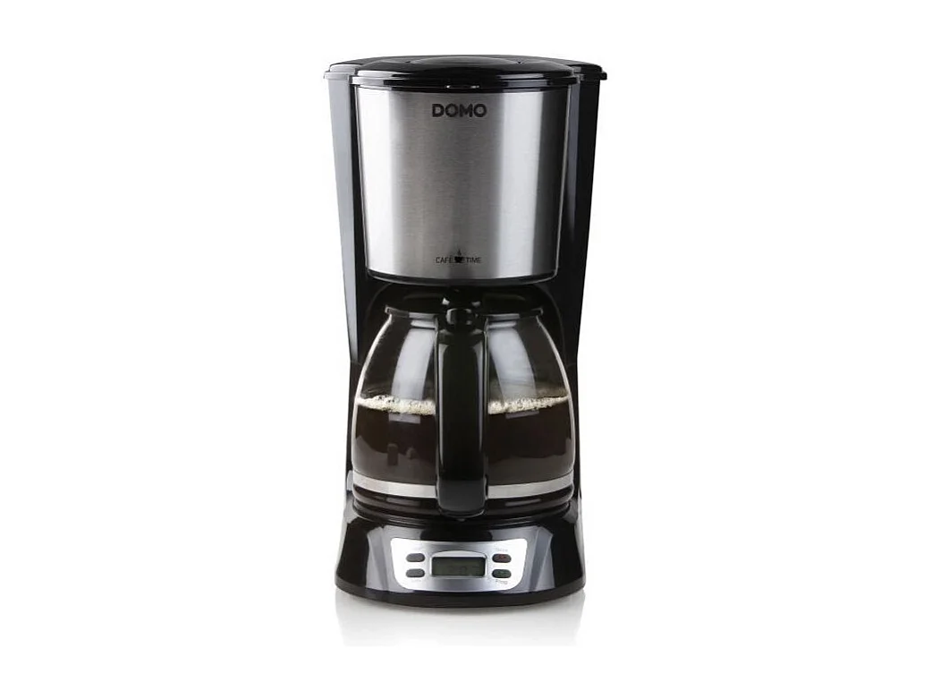 Cafetiere Filtre - DOMO - DO708K - 1000 W - 1,5 L - 12 tasses - Ecran LCD - Minuteur 24 h - Noir et acier inoxydable