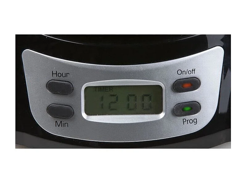 Cafetiere Filtre - DOMO - DO708K - 1000 W - 1,5 L - 12 tasses - Ecran LCD - Minuteur 24 h - Noir et acier inoxydable