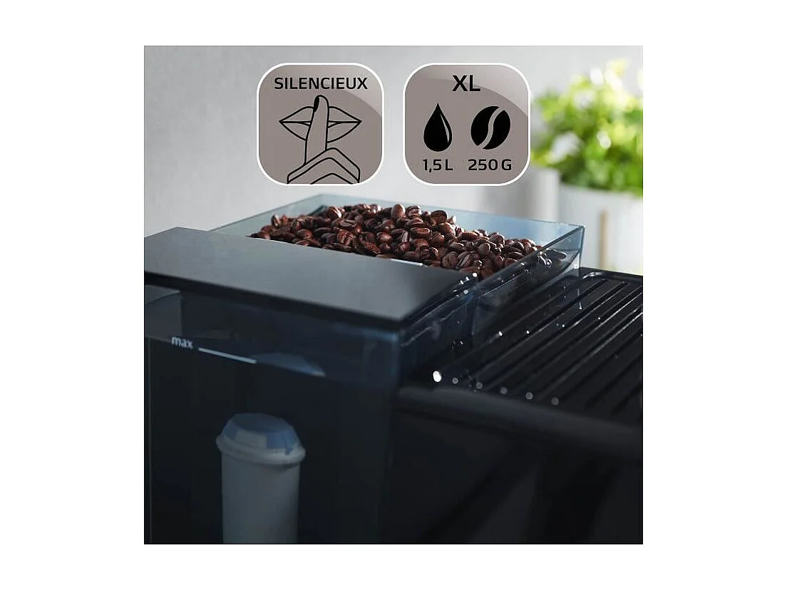 Machine a café - MELITTA - Avanza F270-100 - Réservoir d'eau 1,5 L - Réservoir a grains 250 g - 1450 W - Gris titanium