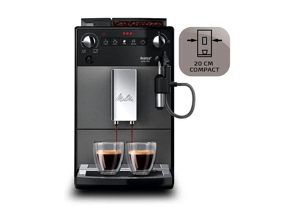 Machine a café - MELITTA - Avanza F270-100 - Réservoir d'eau 1,5 L - Réservoir a grains 250 g - 1450 W - Gris titanium