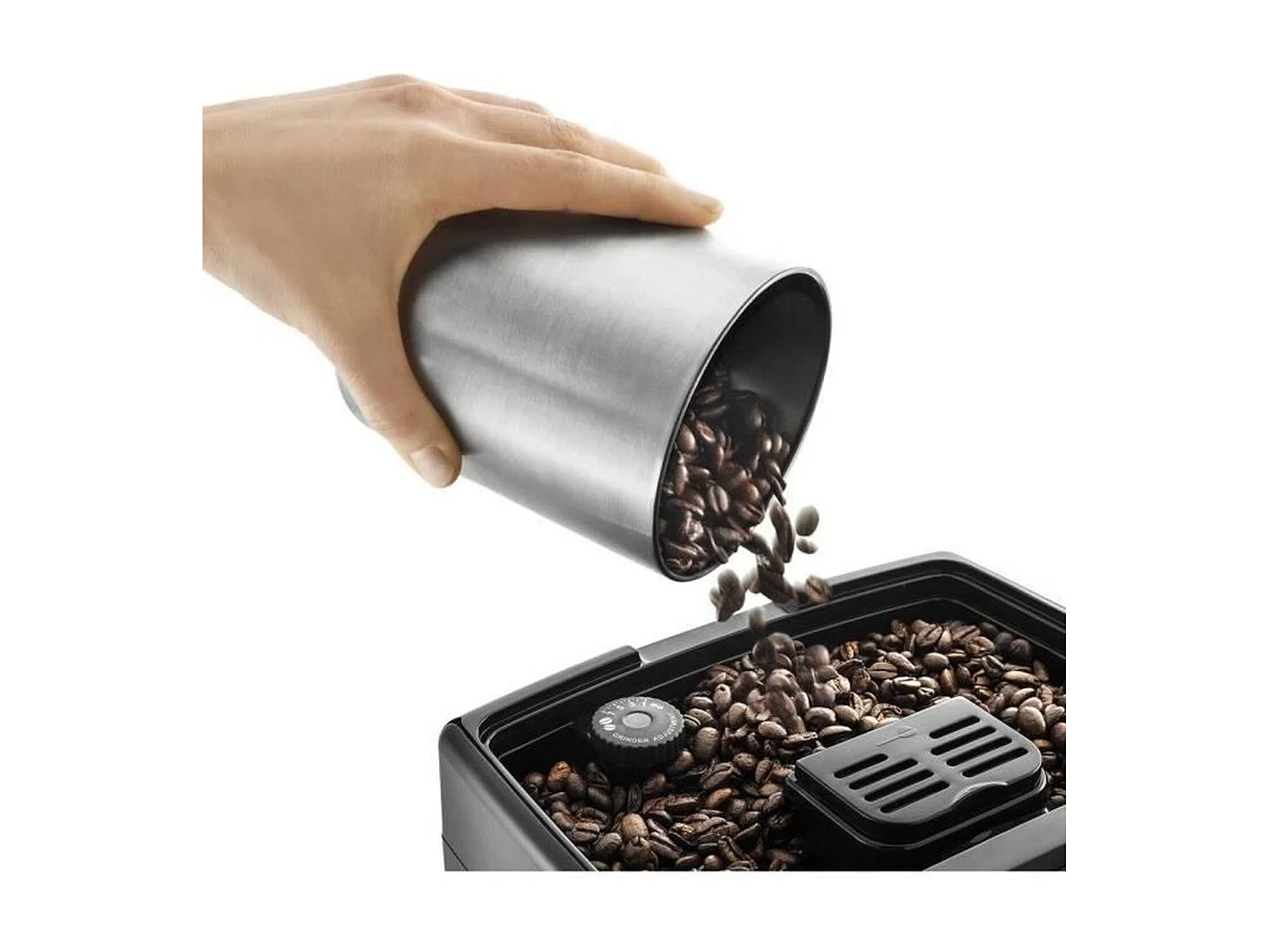 Cafetera espresso automática Dinamica Ecam 350.35.SB con molinillo - Pantalla para 4 recetas - Plateada
