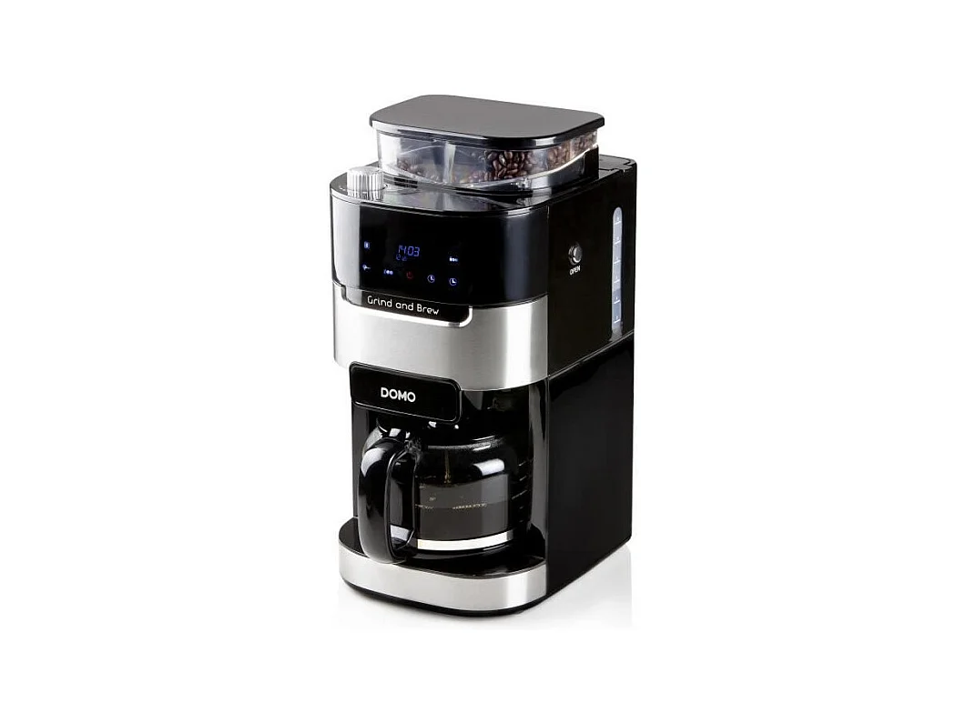 Cafetiere filtre avec moulin intégré - DOMO - DO721K - 900 W - 1,5 L - 12 tasses - 200 g de grains - Ecran LCD - 3 intensités