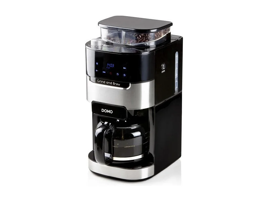 Cafetiere filtre avec moulin intégré - DOMO - DO721K - 900 W - 1,5 L - 12 tasses - 200 g de grains - Ecran LCD - 3 intensités