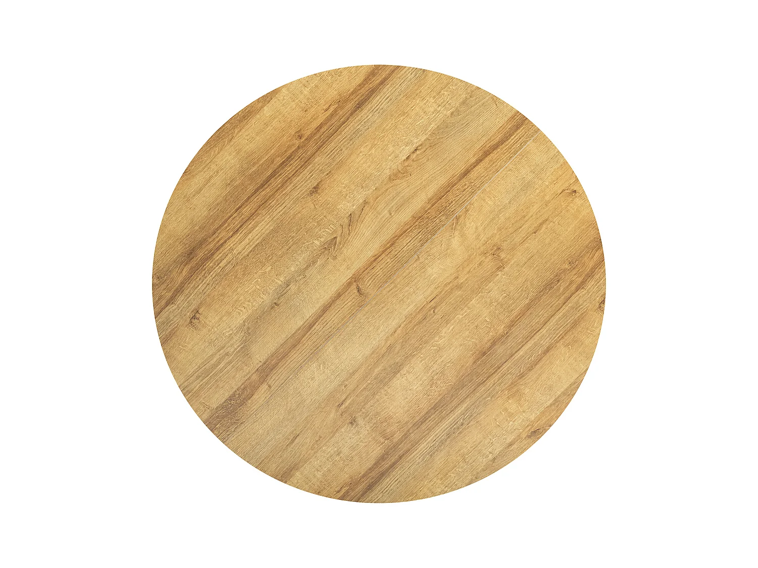 Table à manger ronde 4 à 6 personnes style industriel plateau imitation chêne et pieds en acier noir, CLIFTX