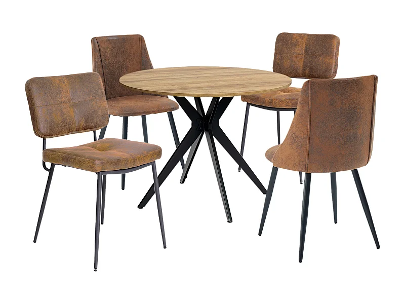 Ensemble de table à manger ronde avec 4 chaises, CLIFTOAKXSET