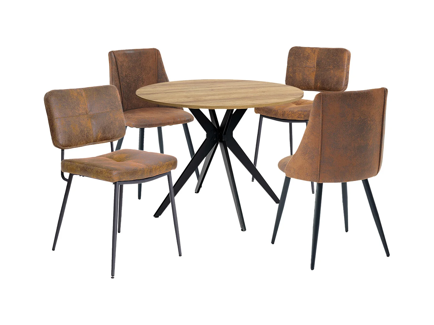 Ensemble de table à manger ronde avec 4 chaises, CLIFTOAKXSET