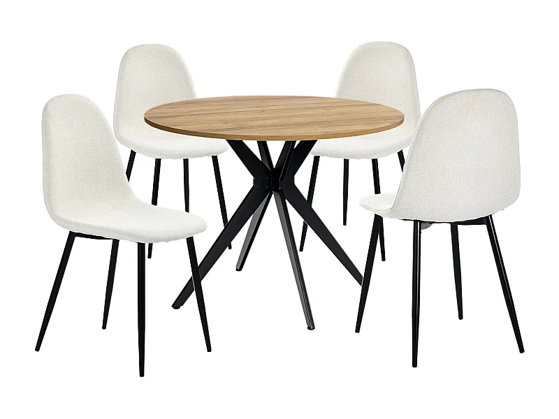 Ensemble de table à manger ronde avec 4 chaises, CLIFTOAKXSET