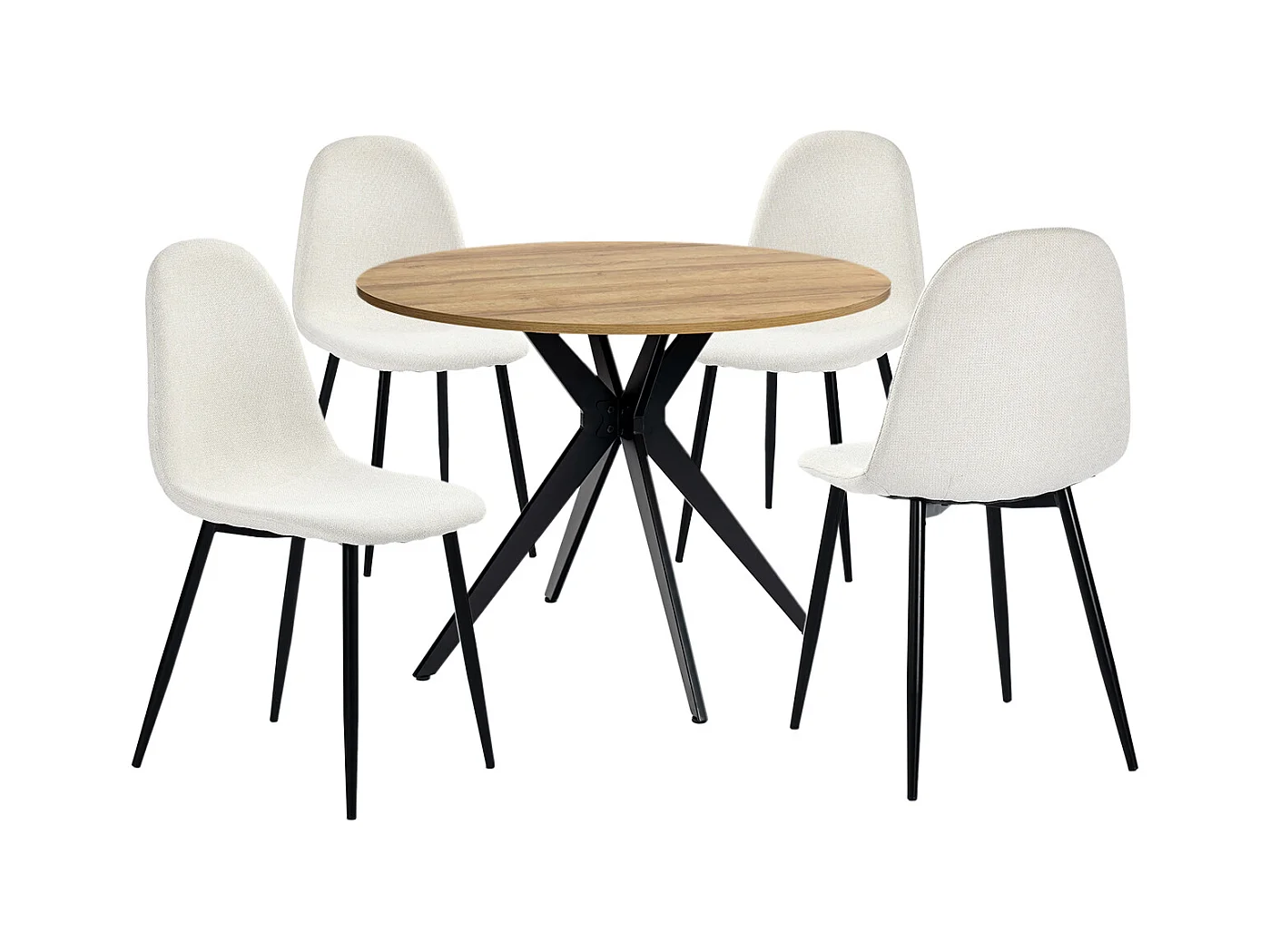 Ensemble de table à manger ronde avec 4 chaises, CLIFTOAKXSET