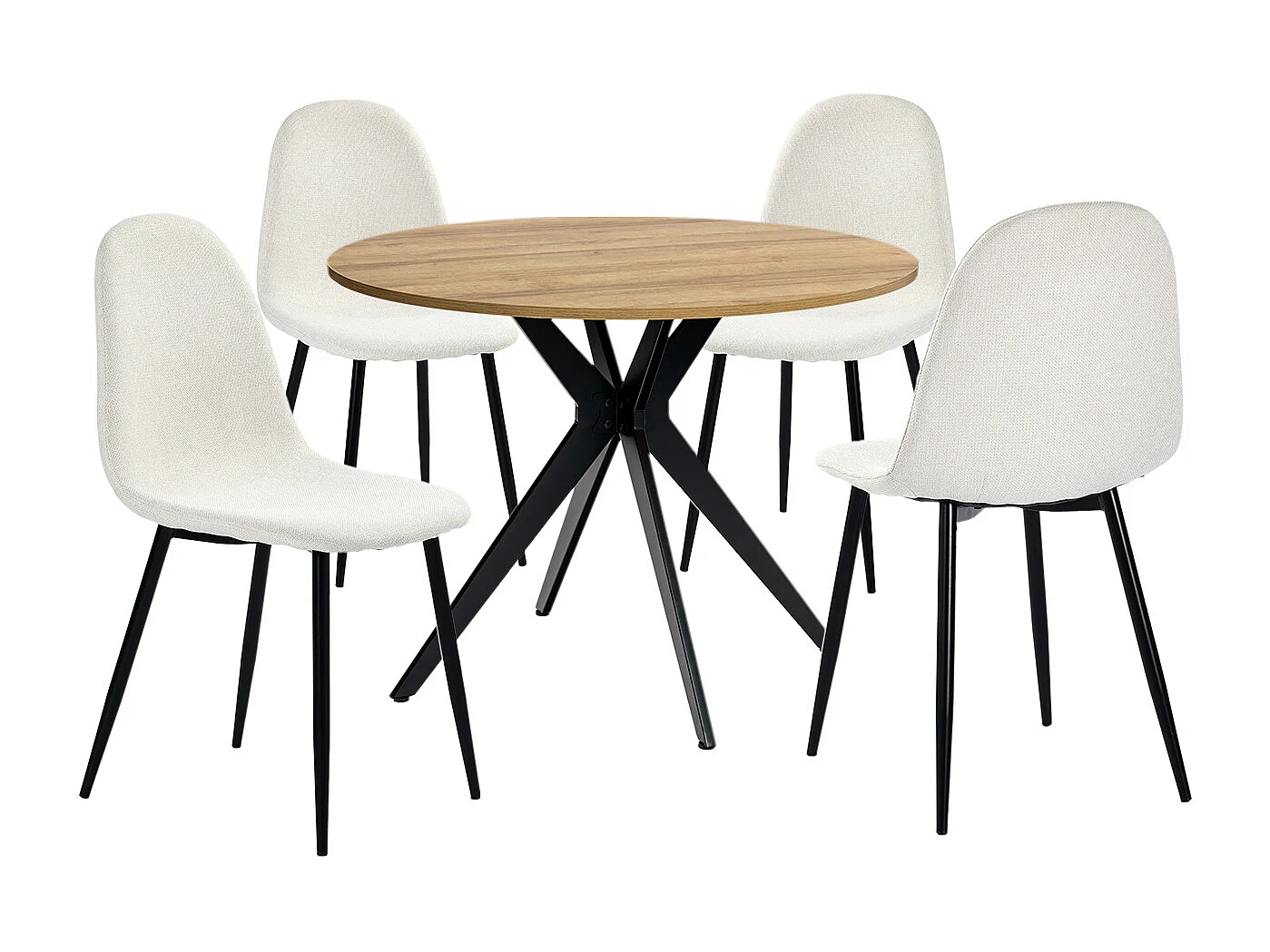 Ensemble de table à manger ronde avec 4 chaises, CLIFTOAKXSET