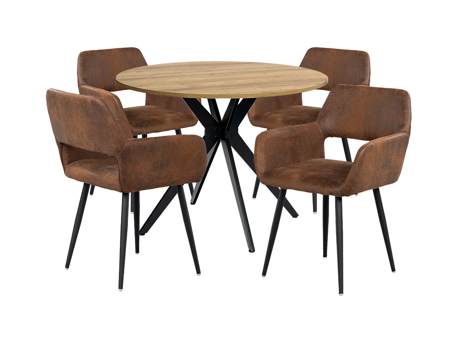 Ensemble de table à manger ronde avec 4 chaises, CLIFTOAKXSET