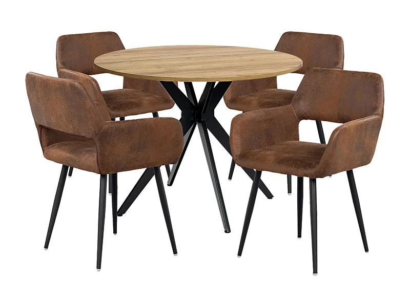 Ensemble de table à manger ronde avec 4 chaises, CLIFTOAKXSET
