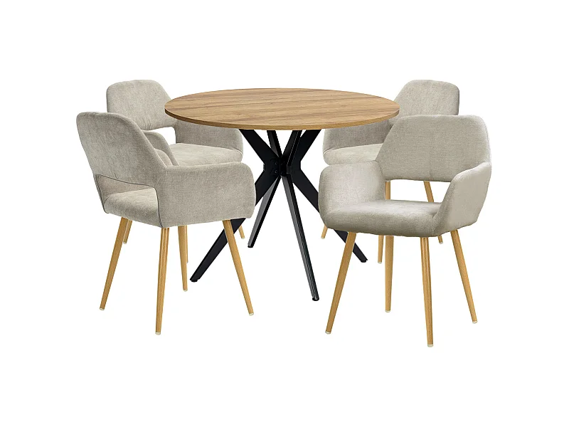 Ensemble de table à manger ronde avec 4 chaises, CLIFTOAKXSET