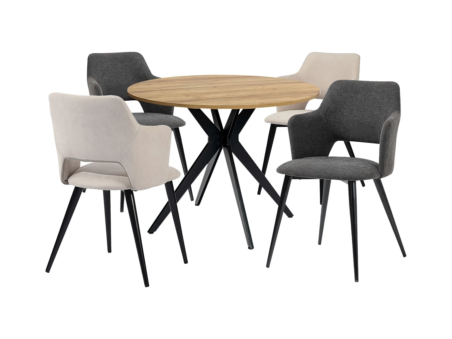Ensemble de table à manger ronde avec 4 chaises, CLIFTOAKXSET