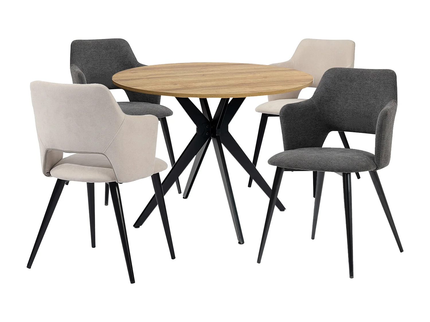 Ensemble de table à manger ronde avec 4 chaises, CLIFTOAKXSET