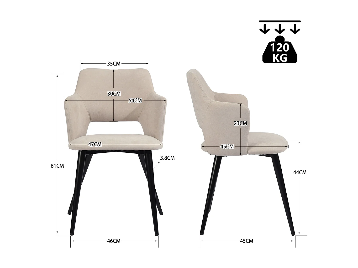 Ensemble de table à manger ronde avec 4 chaises, CLIFTOAKXSET